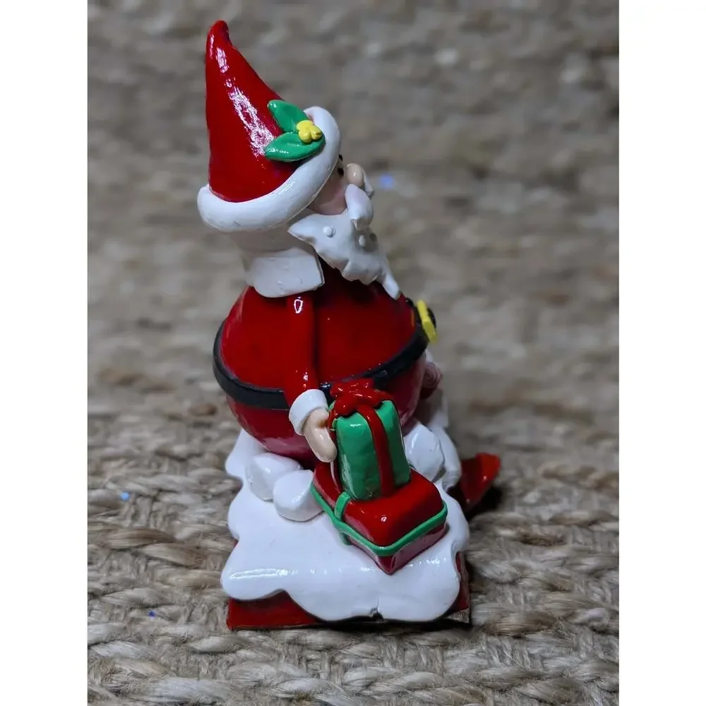 Vintage Christmas Shoppe Santa Stocking Holder Clay Dough Style Cast Iron Base